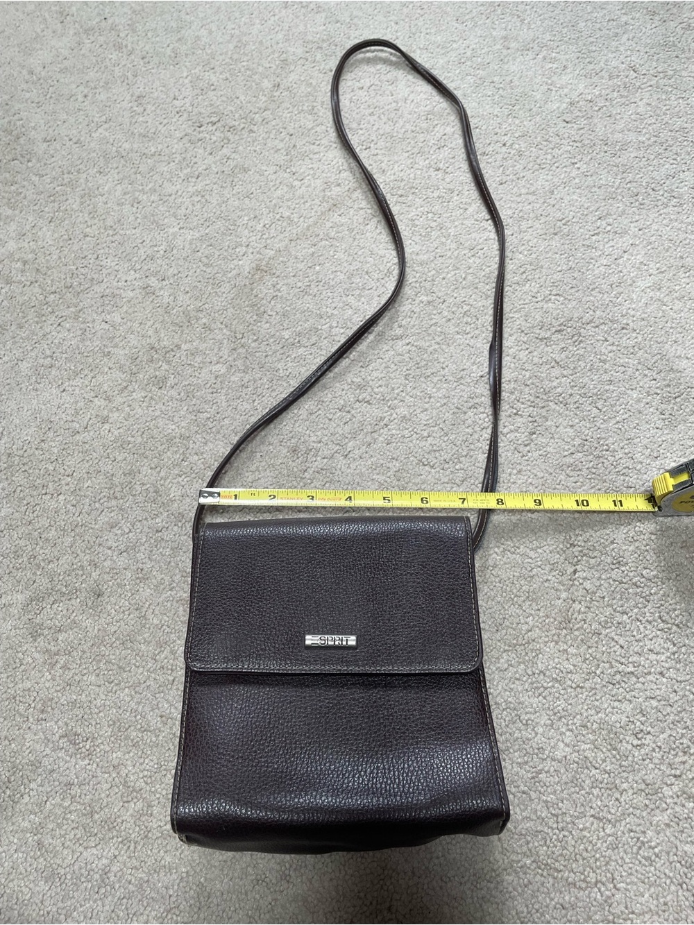Esprit Dark Brown Leather Crossbody Bag